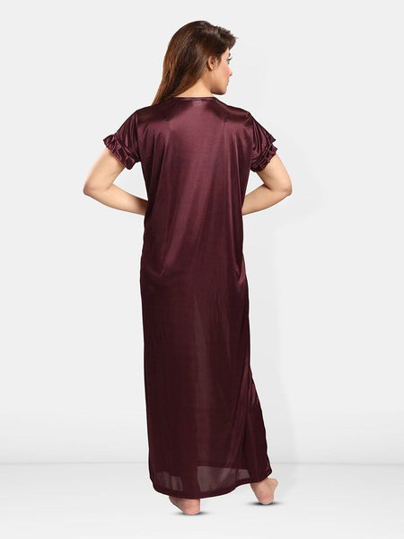 Be You V-Neck Short Sleeves Satin Maxi Regular Nightdress
