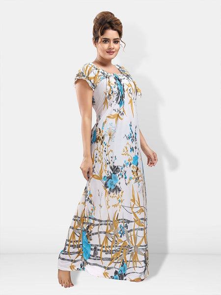 Be You Floral Printed Satin Maxi Everyday Nightdress