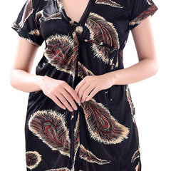 Be You Women Set Of 3  Black Printed Nightdress