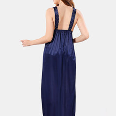 Be You V Neck Lace Satin Maxi Nightdress With Robe