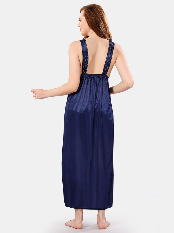 Be You V Neck Lace Satin Maxi Nightdress With Robe