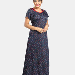 Be You Floral Printed V-Neck Satin Maxi Nightdress