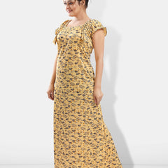Be You Floral Printed Square Neck Satin Maxi Nightdress