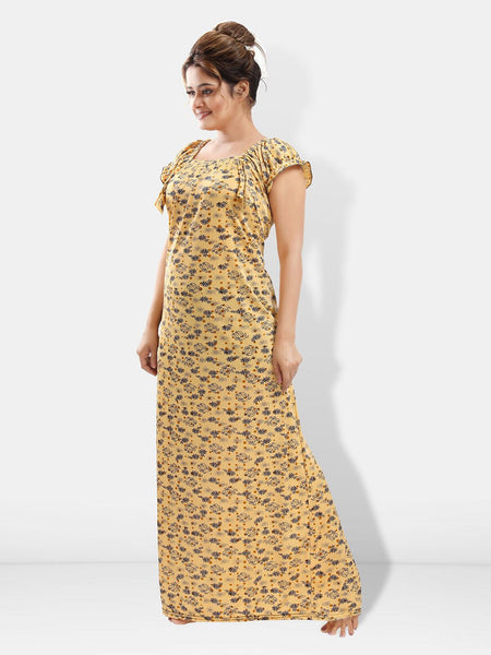 Be You Floral Printed Square Neck Satin Maxi Nightdress