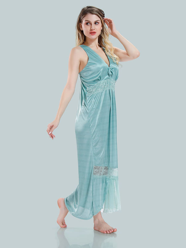 Be You V-Neck Satin Maxi Nightdress With Robe