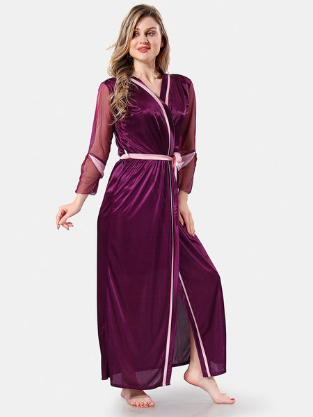 Be You Shoulder Strap Satin Maxi Nightdress With Robe