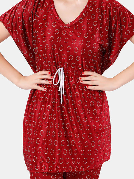 Be You Geometric Printed Satin Night Suit