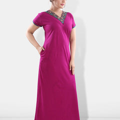 Be You Floral Embroidered V-Neck Maxi Nightdress