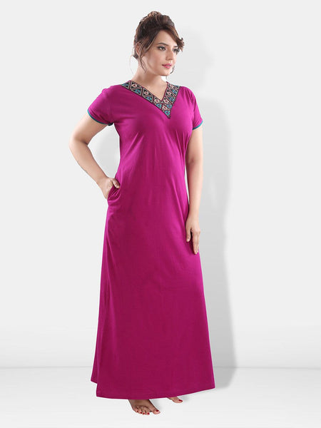 Be You Floral Embroidered V-Neck Maxi Nightdress
