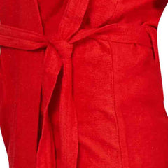 Be You Red Solid Cotton Drawstring Knee Length Bath Robe