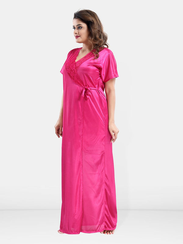 Be You Satin Wrap Nightdress With Robe