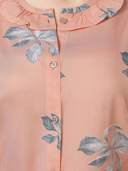 Be You Floral Printed Shirt And Pyjama Night Suit