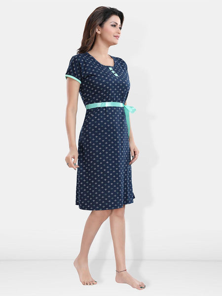 Be You Ethnic Motifs Printed Round Neck T-Shirt Nightdress