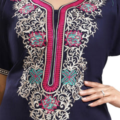 Be You Ethnic Motifs Embroidered Maxi Nightdress