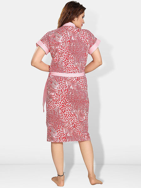 Be You Women Printed Cotton Anti-bacterial Super Soft Bath Robe With Belt