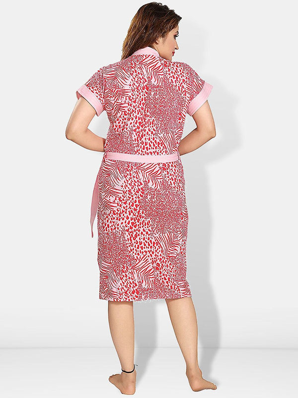 Be You Women Printed Cotton Anti-bacterial Super Soft Bath Robe With Belt
