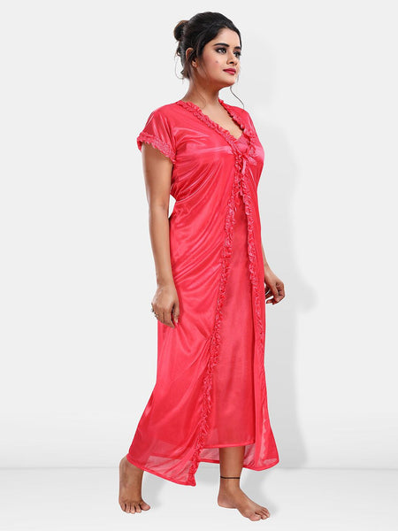 Be You Shoulder Straos Lace Detail Maxi Nightdress With Robe