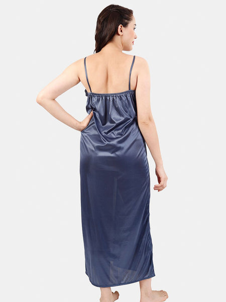Be You Floral Lace Shoulder Straps Satin Maxi Nightdress With Robe