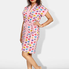 Be You Women Printed Cotton Anti-bacterial Super Soft Bath Robe With Belt