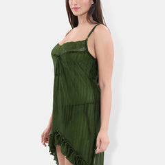 Be You Shoulder Straps Sleeveless Net High-Low Baby Doll With Brief