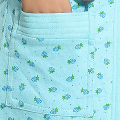 Be You Blue Conversational Cotton Drawstring Knee Length Bath Robe