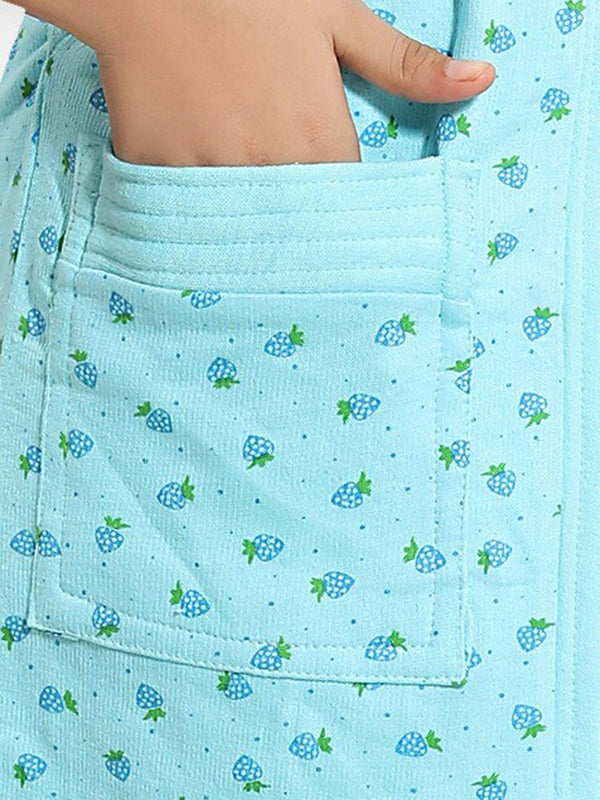 Be You Blue Conversational Cotton Drawstring Knee Length Bath Robe