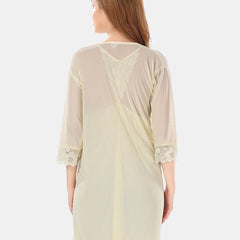 Be You Net Above Knee Length Nightdress With Robe