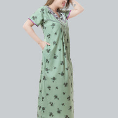 Be You Green Embroidered Maxi Nightdress