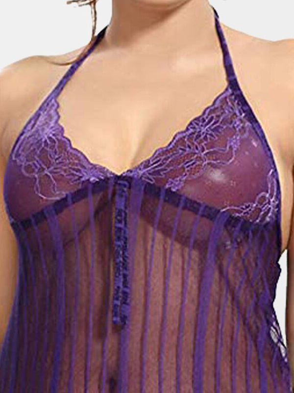 Be You Halter Neck Net Baby Doll With Briefs