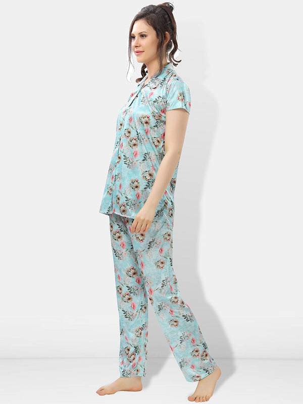 Be You Floral Printed Satin Night suit