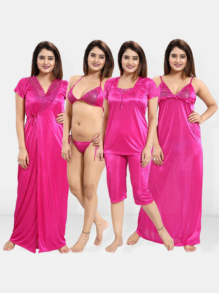 Be You 6 Pieces Satin Maxi Nightdress