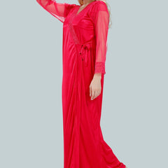 Be You Square Neck Lace Up Details Satin Maxi Nightdress With Robe