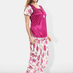 Be You Square Neck Short Sleeves Satin Night suit
