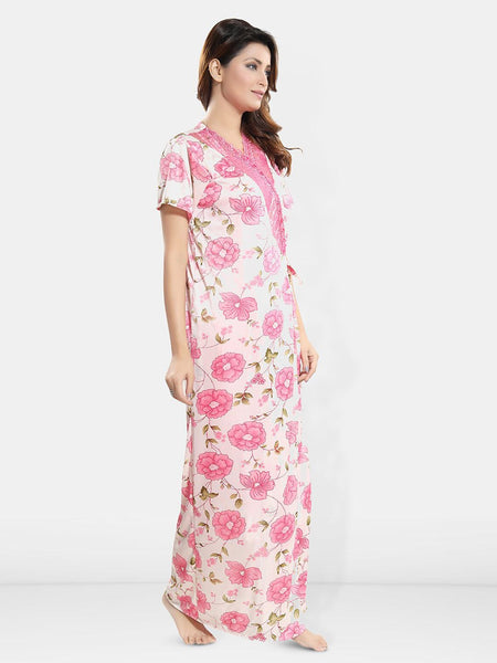 Be You Printed Satin Top & Shorts With Robe