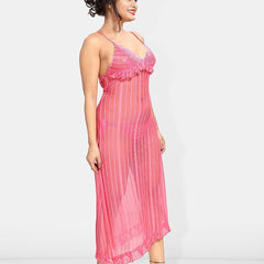 Be You Self Design Shoulder Straps Net Baby Doll With Brief