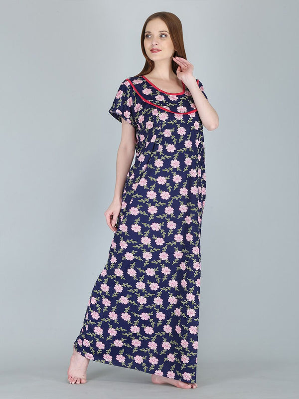 Be You Women Printed Maternity Maxi Nightdress