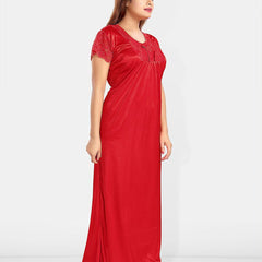 Be You Self Design Satin Maxi Nightdress