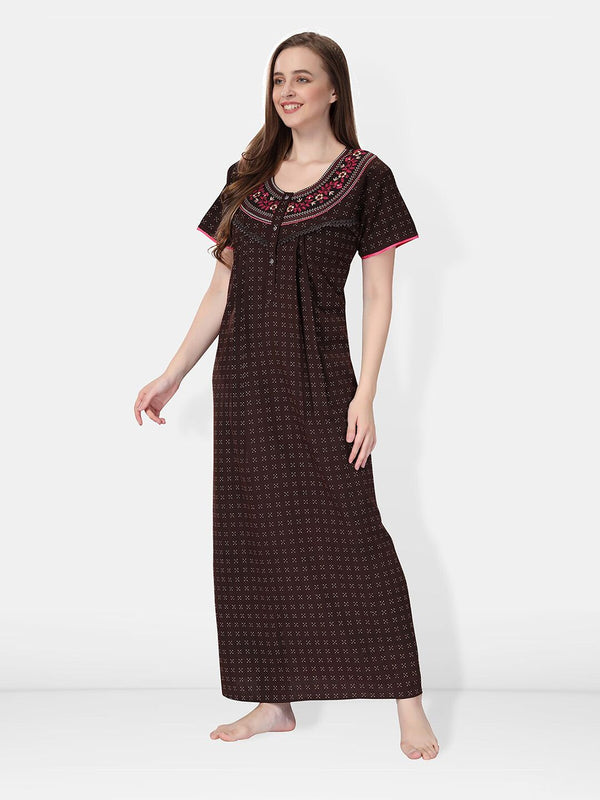Be You Floral Embroidered Maxi Nightdress