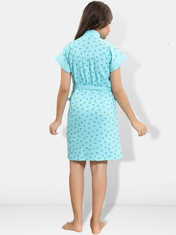 Be You Blue Conversational Cotton Drawstring Knee Length Bath Robe