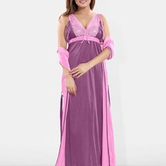 Be You V-Neck Maxi Satin Nightdress With Robe