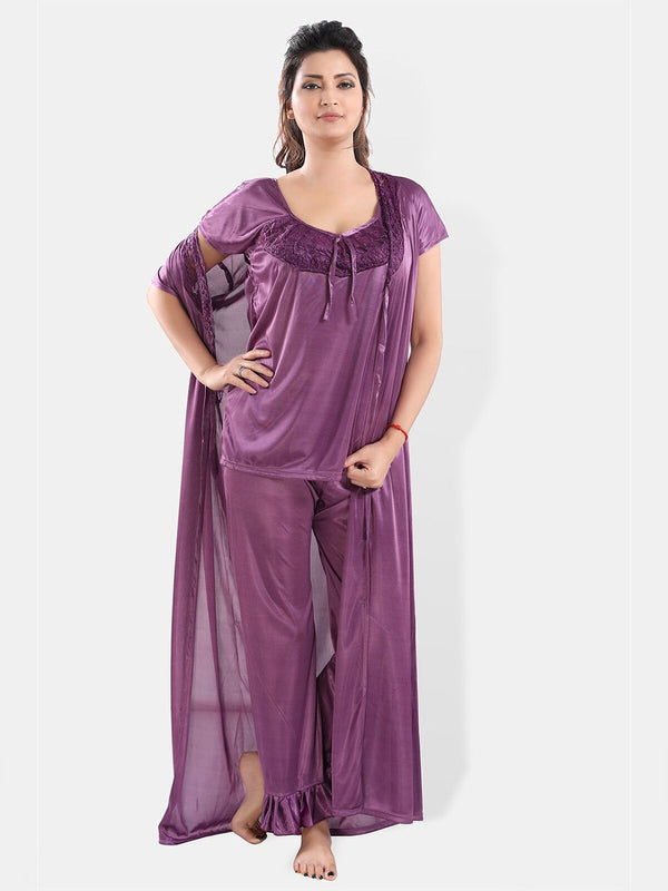 Be You Satin Night Suit With Robe