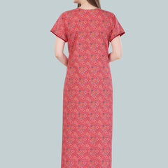 Be You Women Peach-Coloured Printed Maxi Nightdress