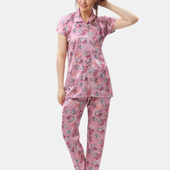 Be You Floral Printed Satin Night Suit