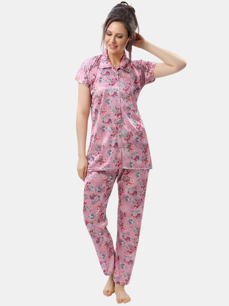 Be You Floral Printed Satin Night Suit