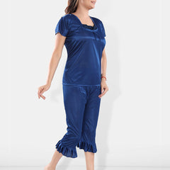Be You Square Neck Satin Night Suit With Robe