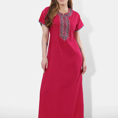 Be You Pink Embroidered Maxi Nightdress
