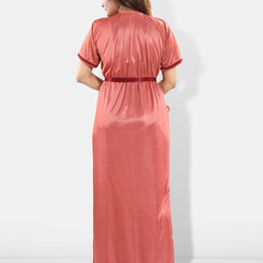 Be You V-Neck Satin Maxi Wrap Nightdress With Robe
