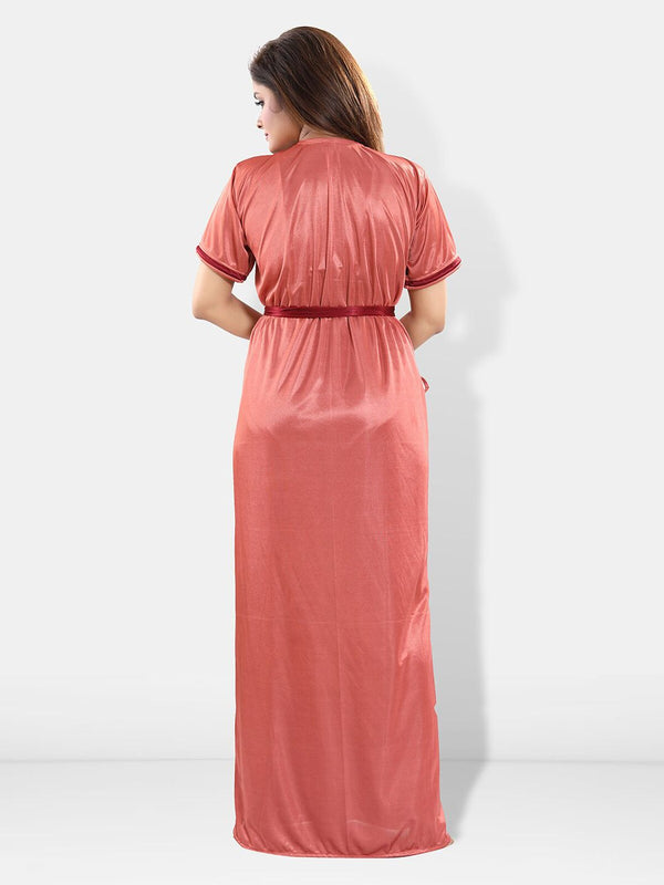 Be You V-Neck Satin Maxi Wrap Nightdress With Robe