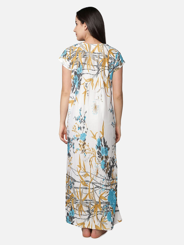 Be You White Printed Feeding Nightdress