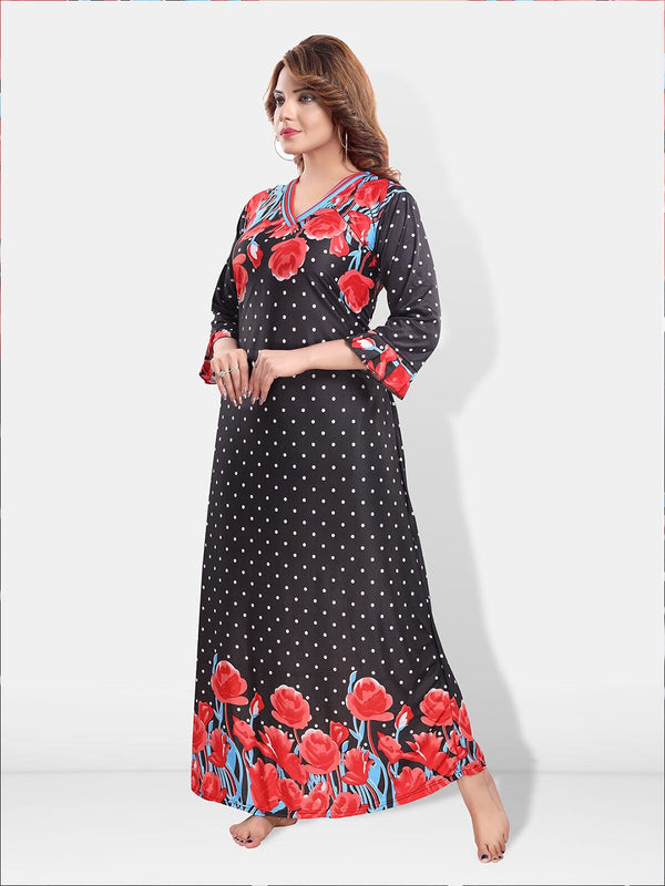 Be You Floral Printed Satin Maxi Nightdress